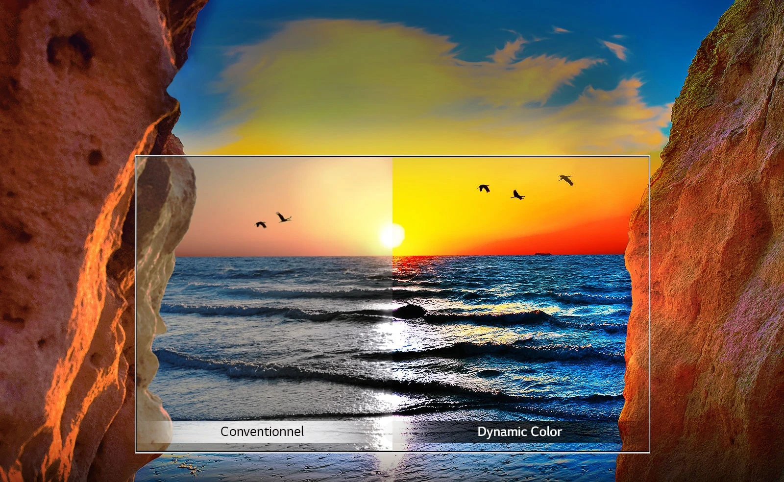 Couché de soleil avec et sans technologie Dynamic Color